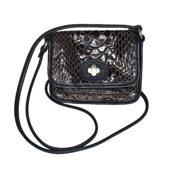 Fossil mini crossbody bag croc-embossed leather brown - Picture 1 of 8